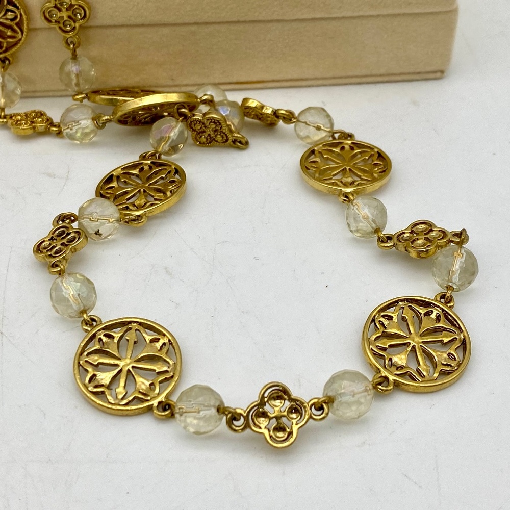 Vintage Loft Brass and Crystal Necklace